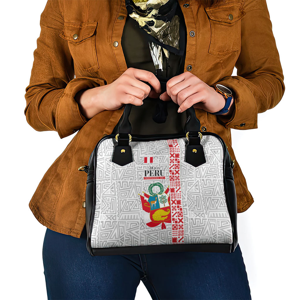 Peru Independence Day Shoulder Handbag Peruvian Flag Coat of Arms Inca Pattern