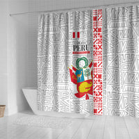 Peru Independence Day Shower Curtain Peruvian Flag Coat of Arms Inca Pattern