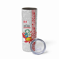 Peru Independence Day Skinny Tumbler Peruvian Flag Coat of Arms Inca Pattern