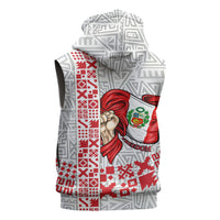 Peru Independence Day Sleeveless Hoodie Peruvian Flag Coat of Arms Inca Pattern
