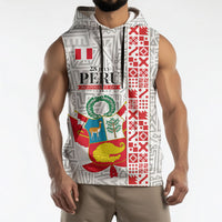 Peru Independence Day Sleeveless Hoodie Peruvian Flag Coat of Arms Inca Pattern