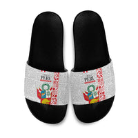 Peru Independence Day Slide Sandals Peruvian Flag Coat of Arms Inca Pattern