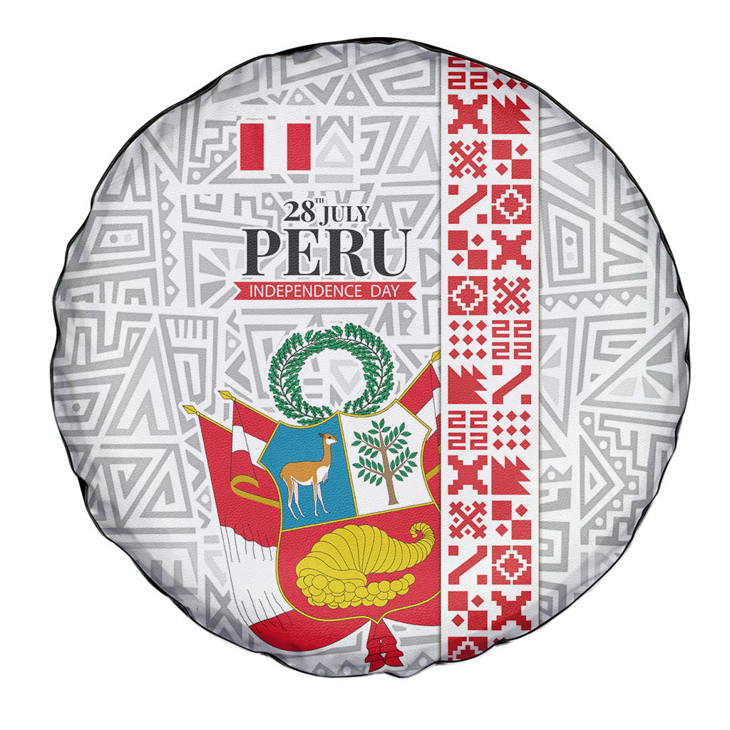 Peru Independence Day Spare Tire Cover Peruvian Flag Coat of Arms Inca Pattern
