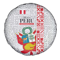 Peru Independence Day Spare Tire Cover Peruvian Flag Coat of Arms Inca Pattern