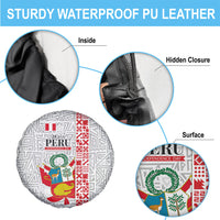 Peru Independence Day Spare Tire Cover Peruvian Flag Coat of Arms Inca Pattern
