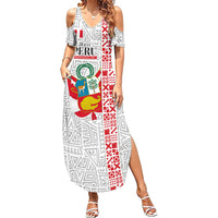 Peru Independence Day Summer Maxi Dress Peruvian Flag Coat of Arms Inca Pattern