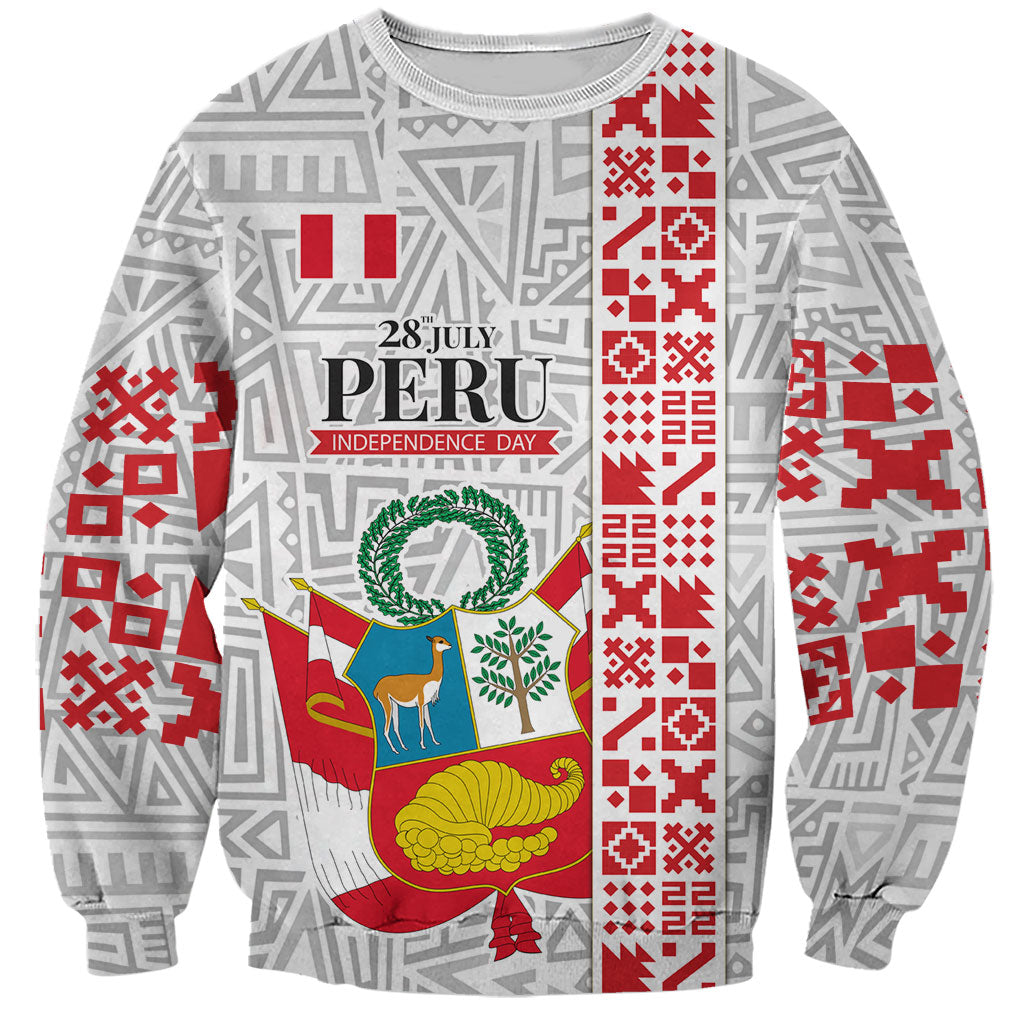 Peru Independence Day Sweatshirt Peruvian Flag Coat of Arms Inca Pattern