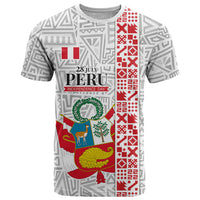 Peru Independence Day T Shirt Peruvian Flag Coat of Arms Inca Pattern