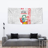 Peru Independence Day Tapestry Peruvian Flag Coat of Arms Inca Pattern