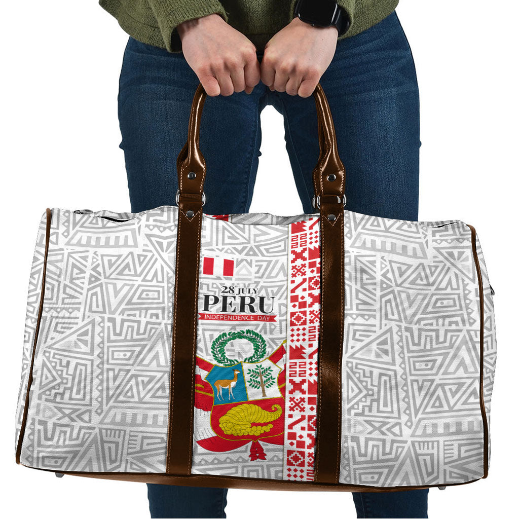 Peru Independence Day Travel Bag Peruvian Flag Coat of Arms Inca Pattern