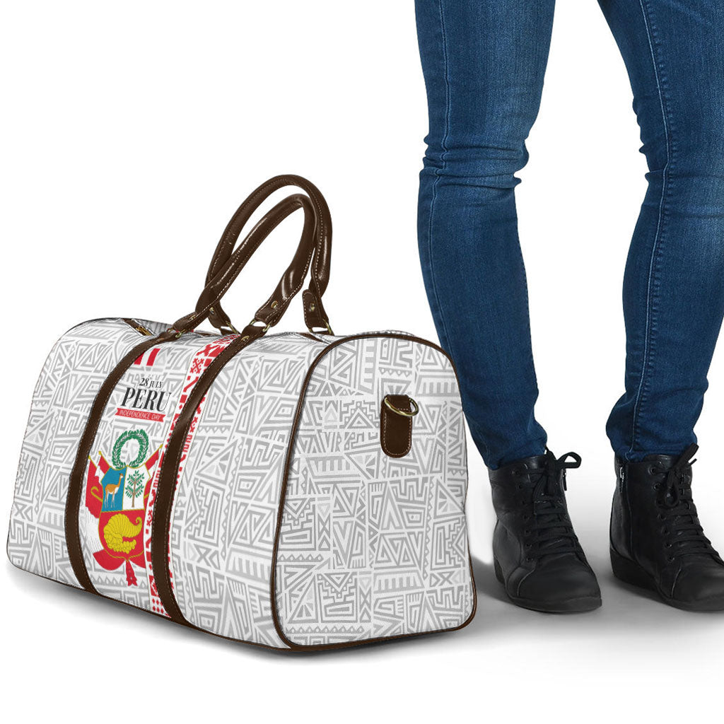 Peru Independence Day Travel Bag Peruvian Flag Coat of Arms Inca Pattern