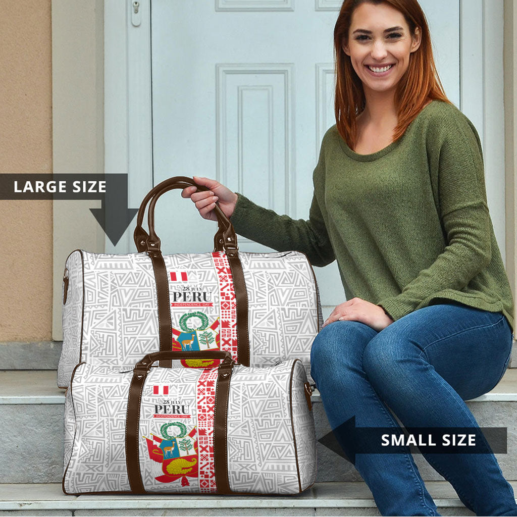 Peru Independence Day Travel Bag Peruvian Flag Coat of Arms Inca Pattern