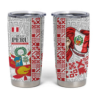 Peru Independence Day Tumbler Cup Peruvian Flag Coat of Arms Inca Pattern