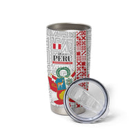Peru Independence Day Tumbler Cup Peruvian Flag Coat of Arms Inca Pattern