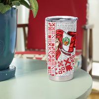 Peru Independence Day Tumbler Cup Peruvian Flag Coat of Arms Inca Pattern