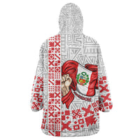Peru Independence Day Wearable Blanket Hoodie Peruvian Flag Coat of Arms Inca Pattern