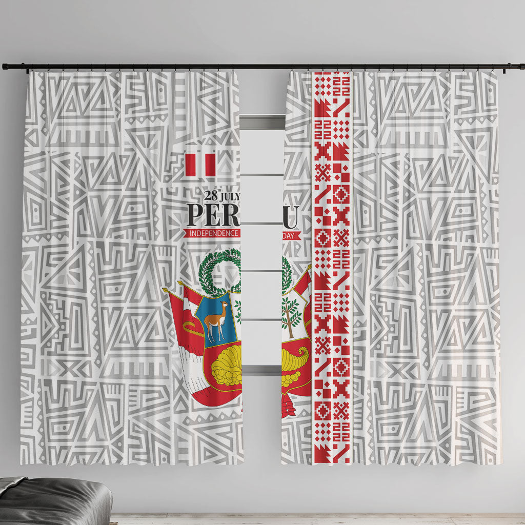 Peru Independence Day Window Curtain Peruvian Flag Coat of Arms Inca Pattern