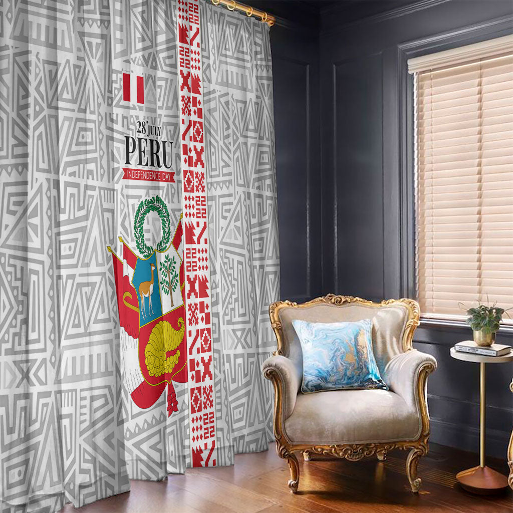 Peru Independence Day Window Curtain Peruvian Flag Coat of Arms Inca Pattern
