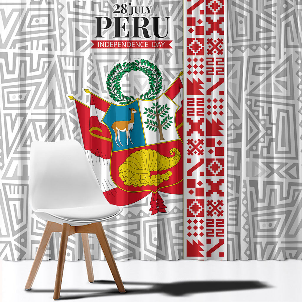Peru Independence Day Window Curtain Peruvian Flag Coat of Arms Inca Pattern