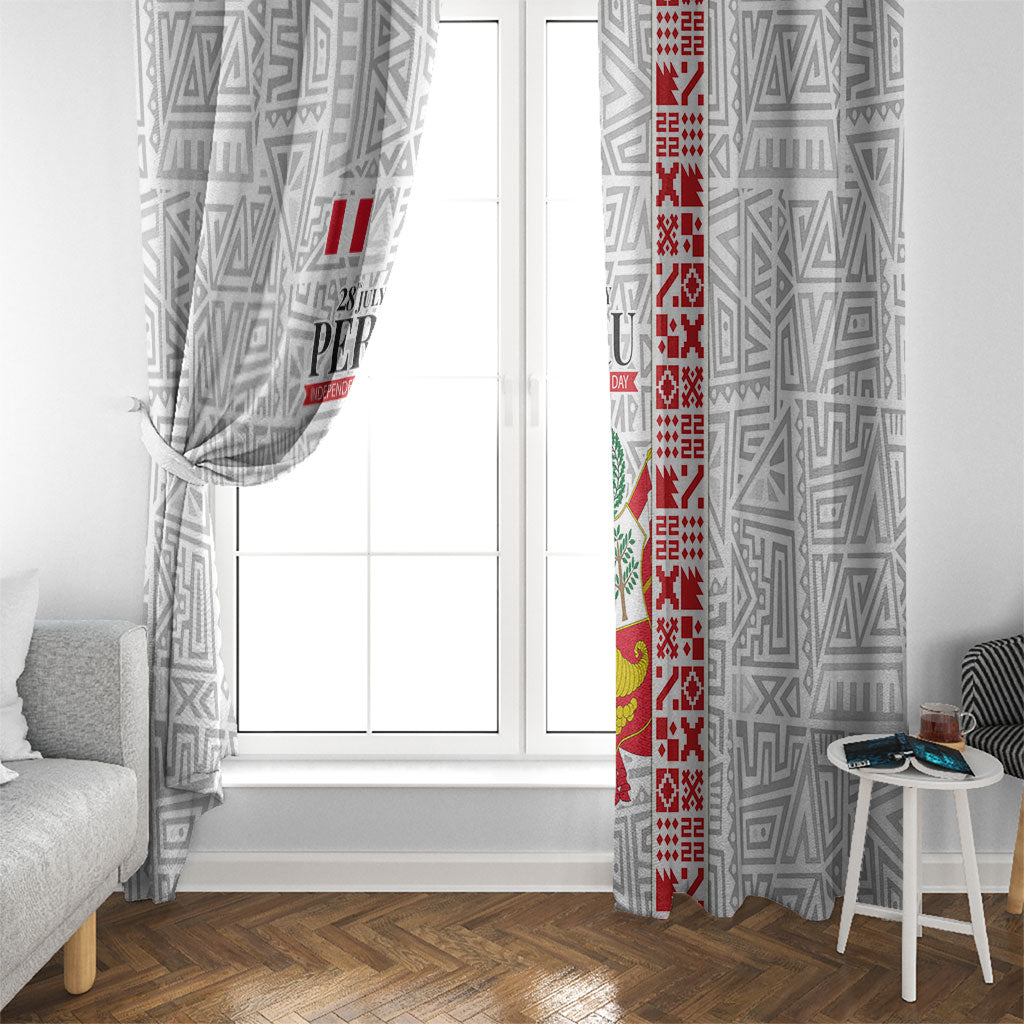 Peru Independence Day Window Curtain Peruvian Flag Coat of Arms Inca Pattern