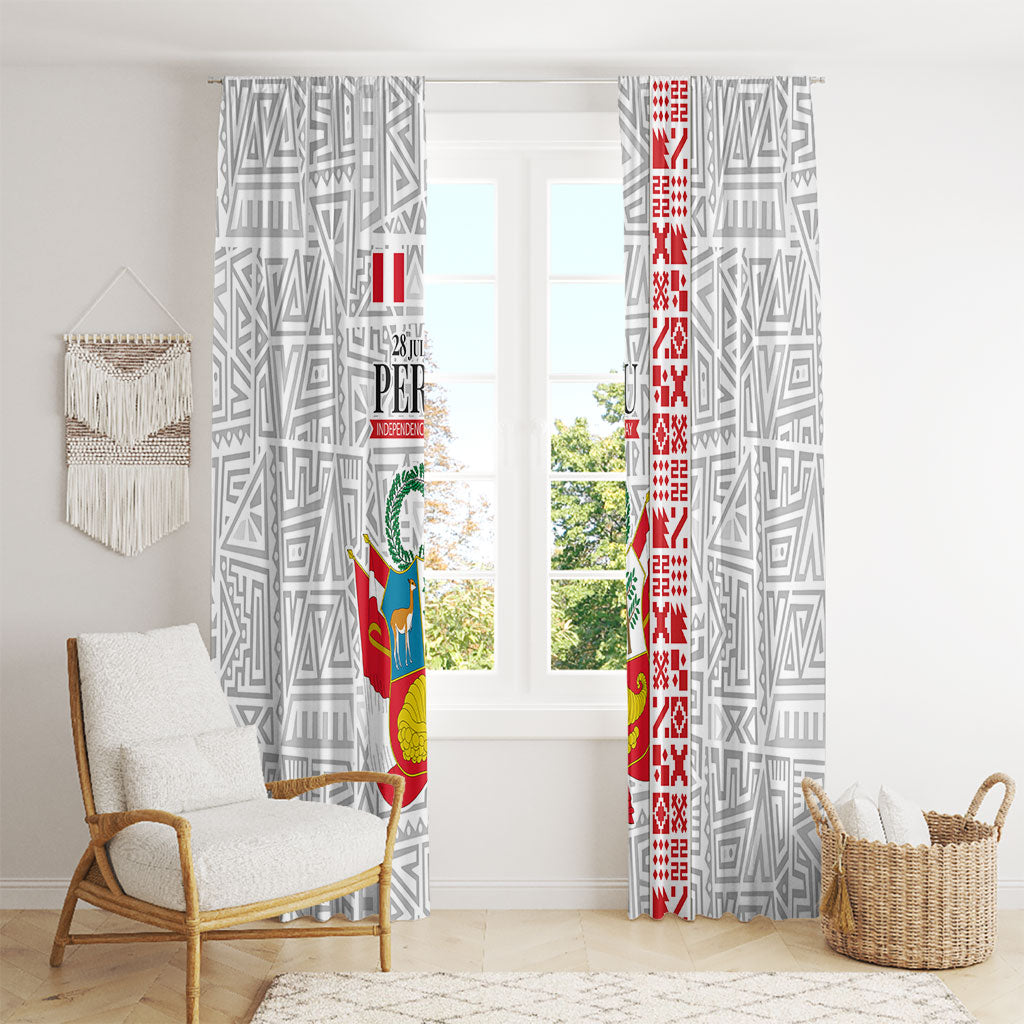 Peru Independence Day Window Curtain Peruvian Flag Coat of Arms Inca Pattern