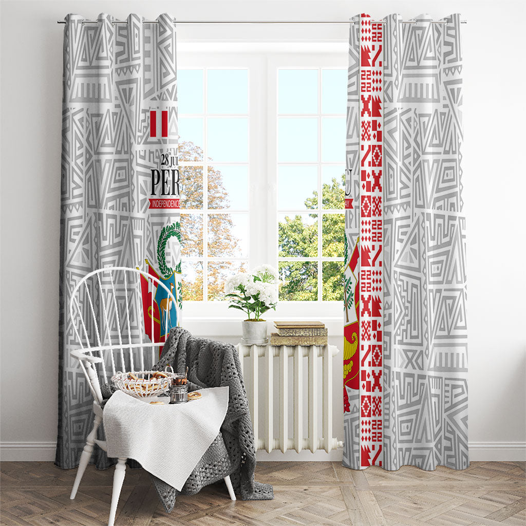 Peru Independence Day Window Curtain Peruvian Flag Coat of Arms Inca Pattern