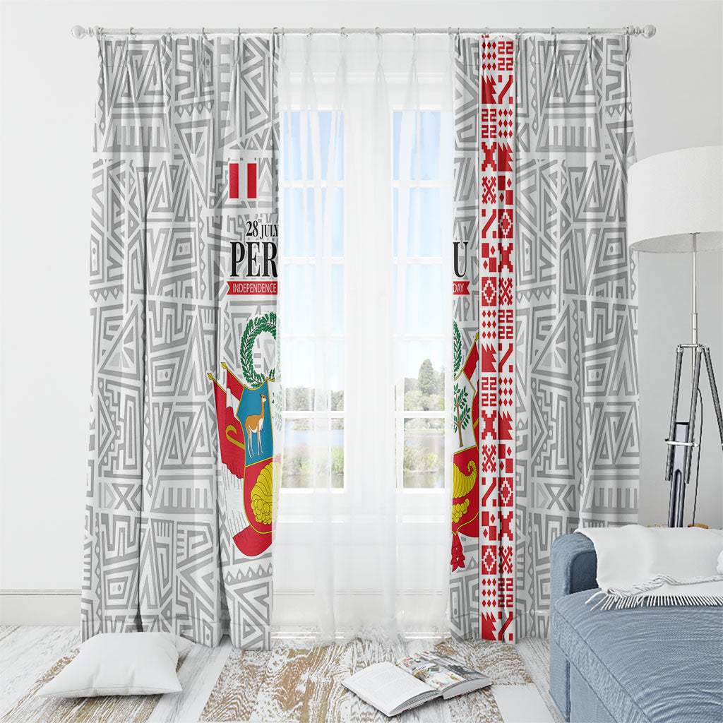 Peru Independence Day Window Curtain Peruvian Flag Coat of Arms Inca Pattern