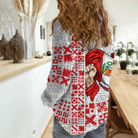 Peru Independence Day Women Casual Shirt Peruvian Flag Coat of Arms Inca Pattern