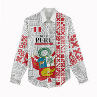 Peru Independence Day Women Casual Shirt Peruvian Flag Coat of Arms Inca Pattern