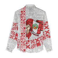 Peru Independence Day Women Casual Shirt Peruvian Flag Coat of Arms Inca Pattern