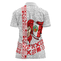 Peru Independence Day Women Polo Shirt Peruvian Flag Coat of Arms Inca Pattern