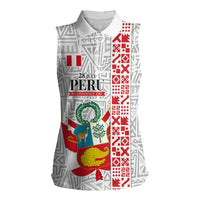 Peru Independence Day Women Sleeveless Polo Shirt Peruvian Flag Coat of Arms Inca Pattern