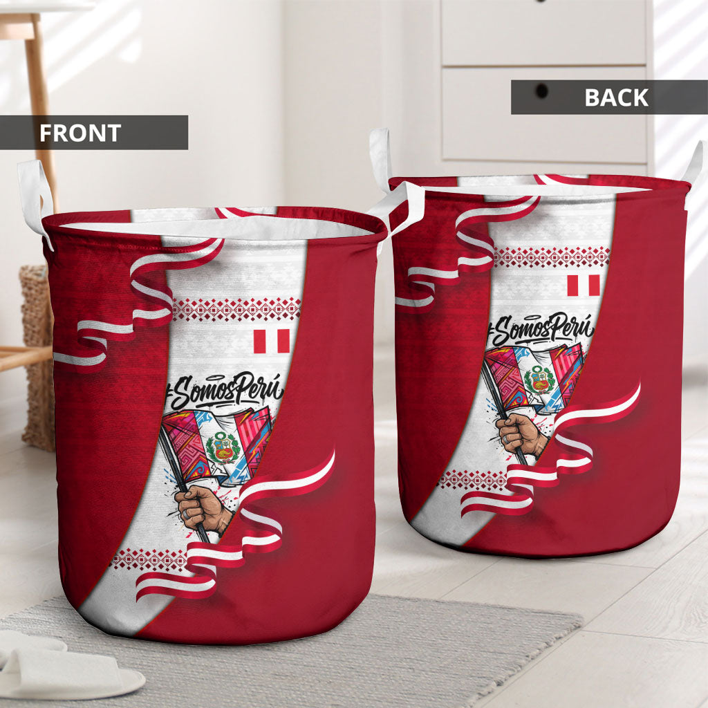 Somos Peru Independence Day Laundry Basket Inti Sun God Andean Condor Tribal