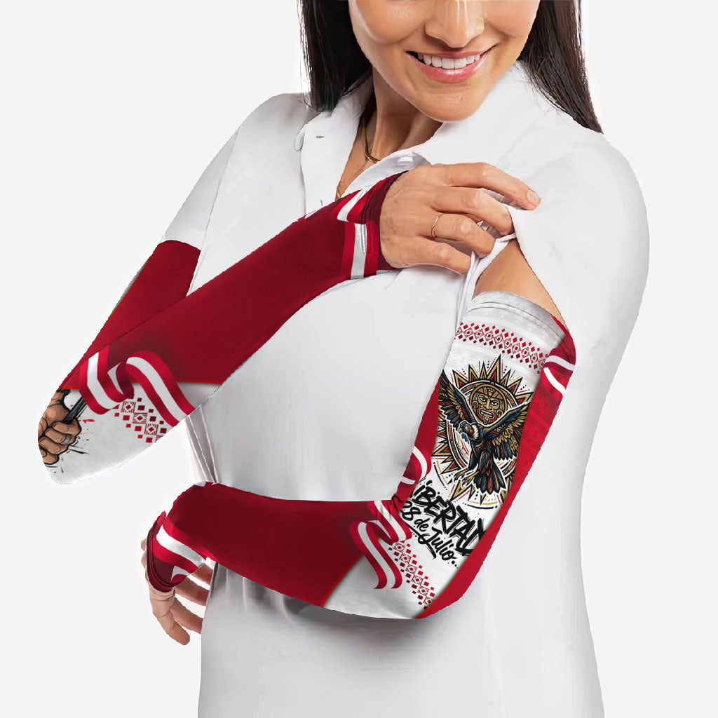 Somos Peru Independence Day Arm Sleeves Inti Sun God Andean Condor Tribal