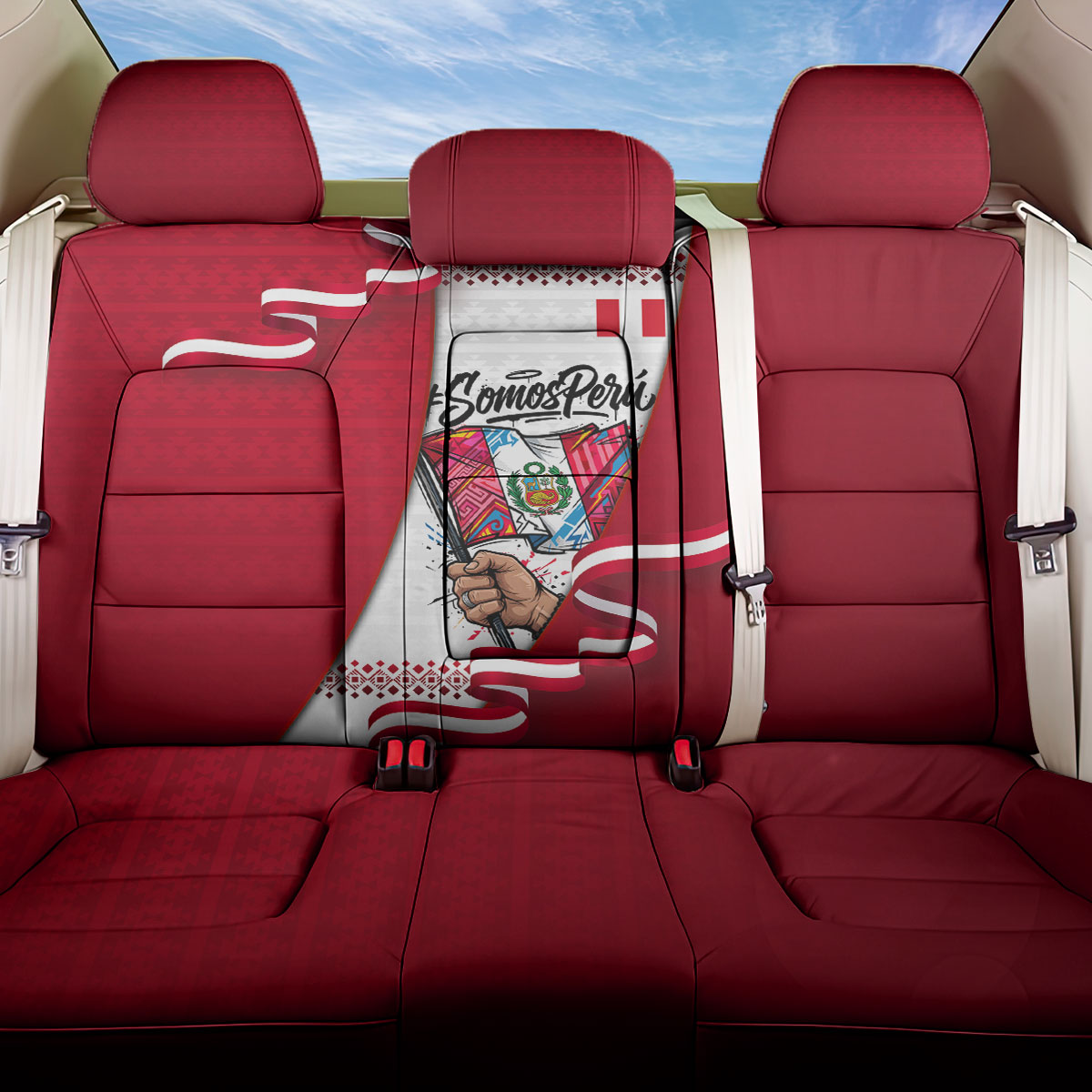 Somos Peru Independence Day Back Car Seat Cover Inti Sun God Andean Condor Tribal