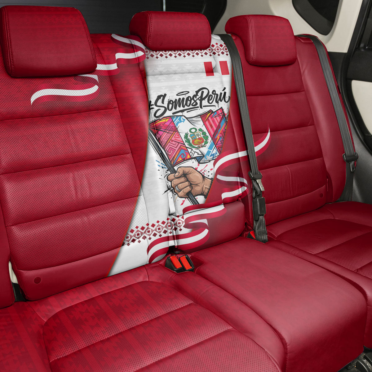 Somos Peru Independence Day Back Car Seat Cover Inti Sun God Andean Condor Tribal