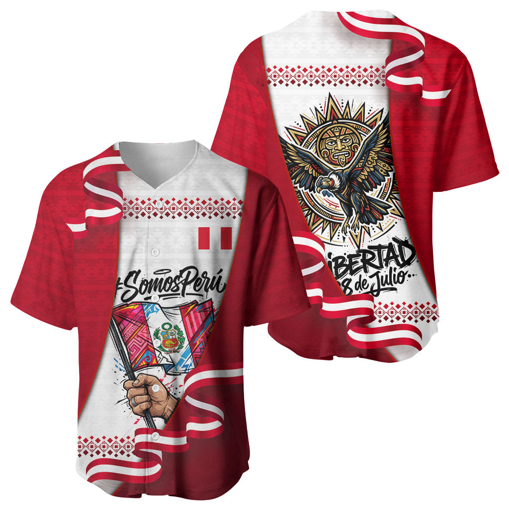 Somos Peru Independence Day Baseball Jersey Inti Sun God Andean Condor Tribal