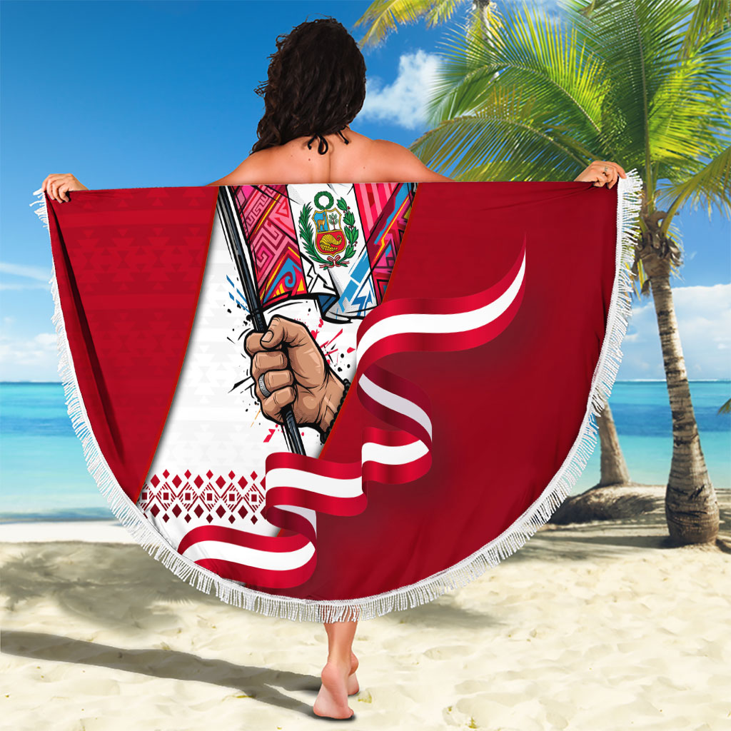 Somos Peru Independence Day Beach Blanket Inti Sun God Andean Condor Tribal