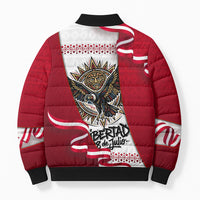 Somos Peru Independence Day Bomber Puffer Jacket Inti Sun God Andean Condor Tribal