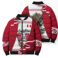 Somos Peru Independence Day Bomber Puffer Jacket Inti Sun God Andean Condor Tribal