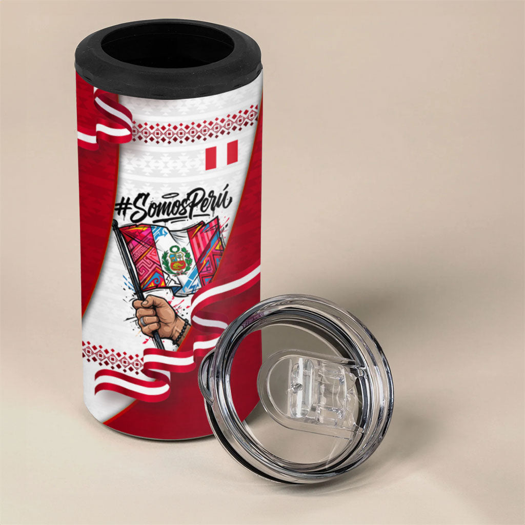 Somos Peru Independence Day 4 in 1 Can Cooler Tumbler Inti Sun God Andean Condor Tribal