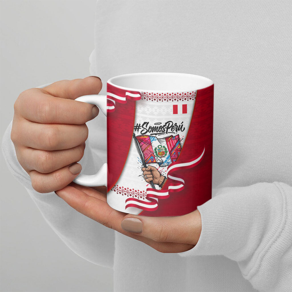 Somos Peru Independence Day Ceramic Mug Inti Sun God Andean Condor Tribal