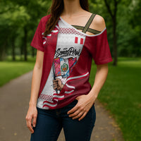 Somos Peru Independence Day Cross Shoulder Shirt Inti Sun God Andean Condor Tribal
