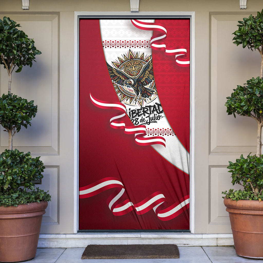 Somos Peru Independence Day Door Cover Inti Sun God Andean Condor Tribal