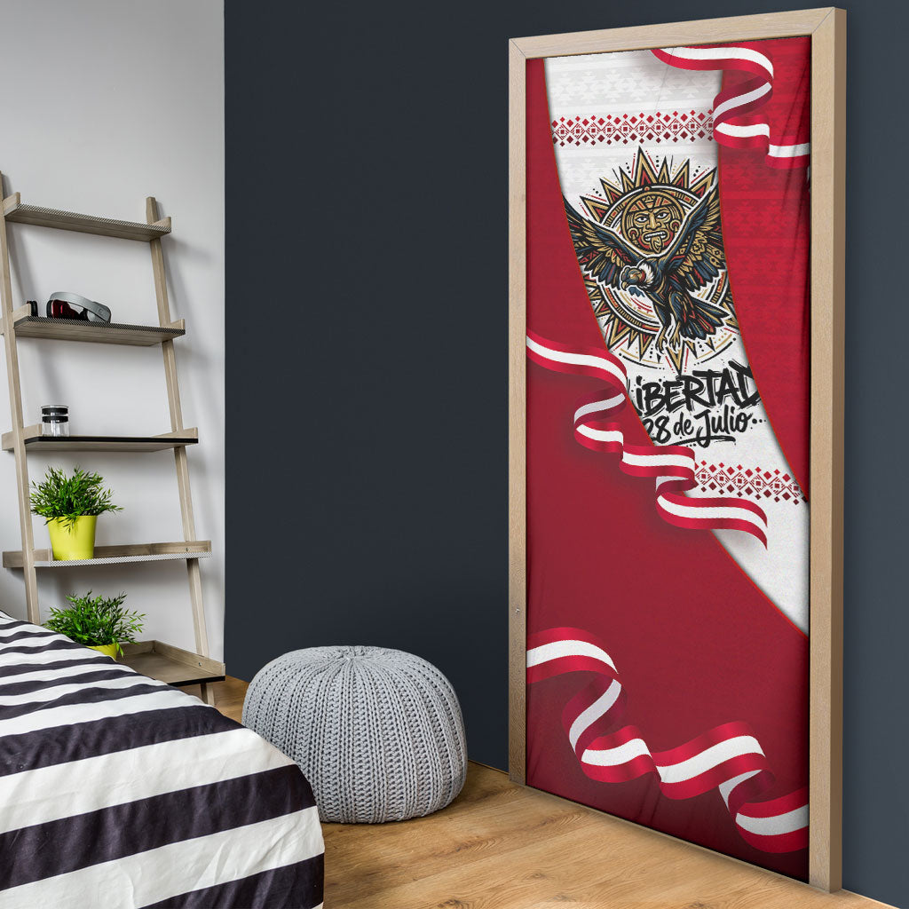 Somos Peru Independence Day Door Cover Inti Sun God Andean Condor Tribal