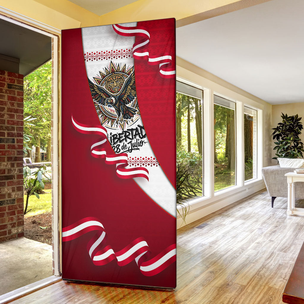Somos Peru Independence Day Door Cover Inti Sun God Andean Condor Tribal