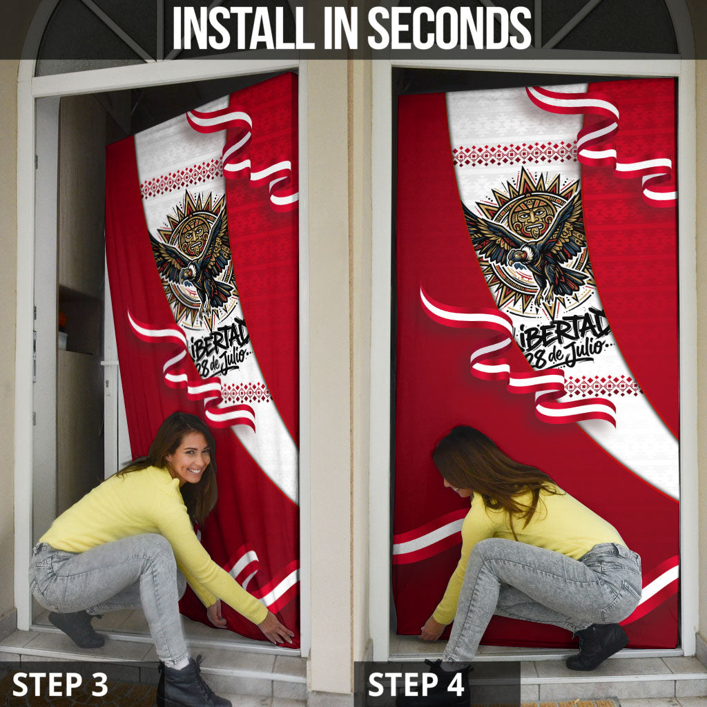 Somos Peru Independence Day Door Cover Inti Sun God Andean Condor Tribal