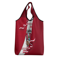 Somos Peru Independence Day Grocery Bag Inti Sun God Andean Condor Tribal