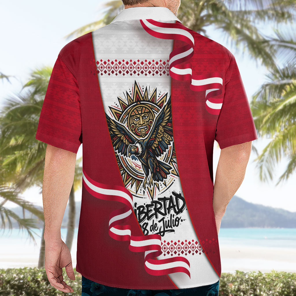 Somos Peru Independence Day Hawaiian Shirt Inti Sun God Andean Condor Tribal