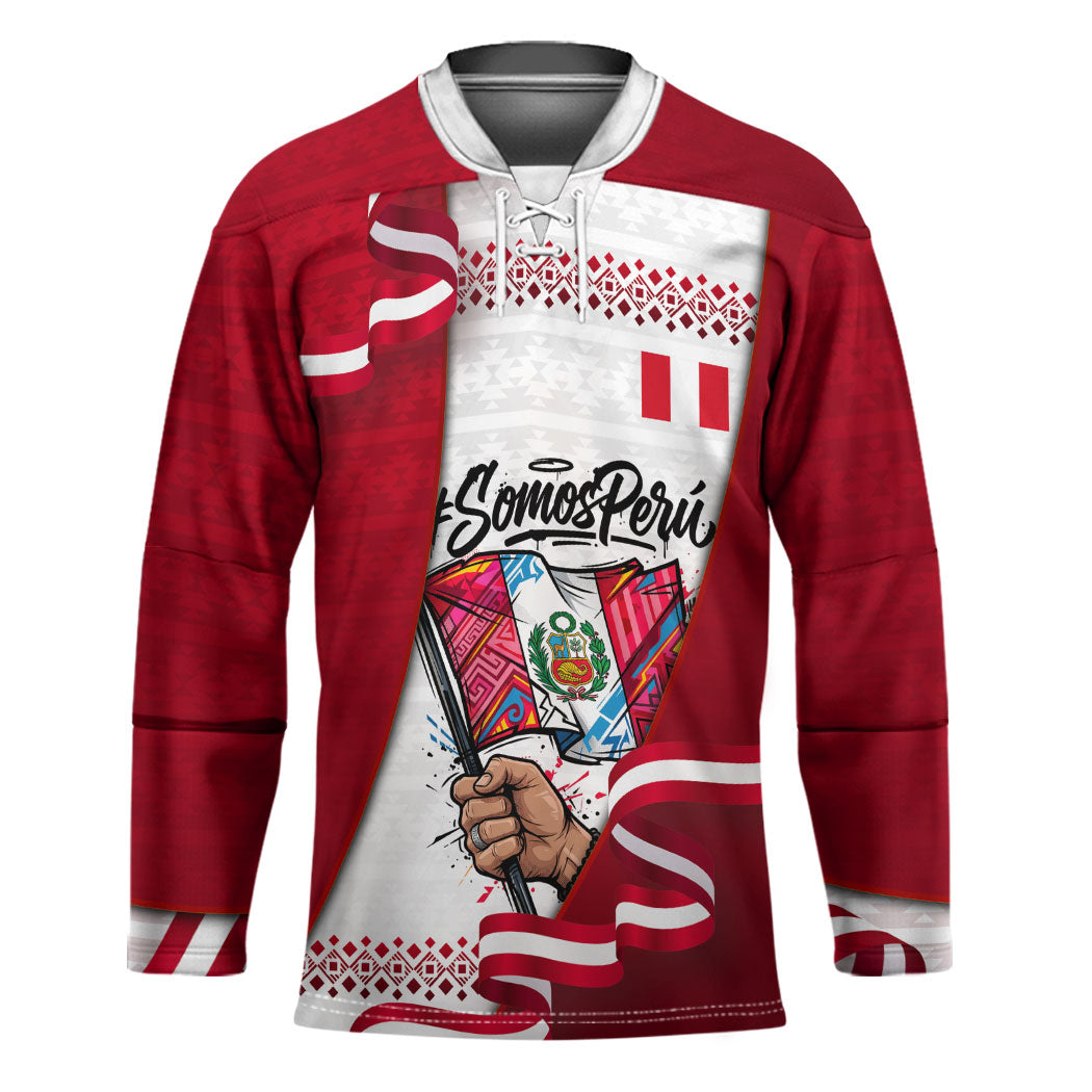 Somos Peru Independence Day Hockey Jersey Inti Sun God Andean Condor Tribal